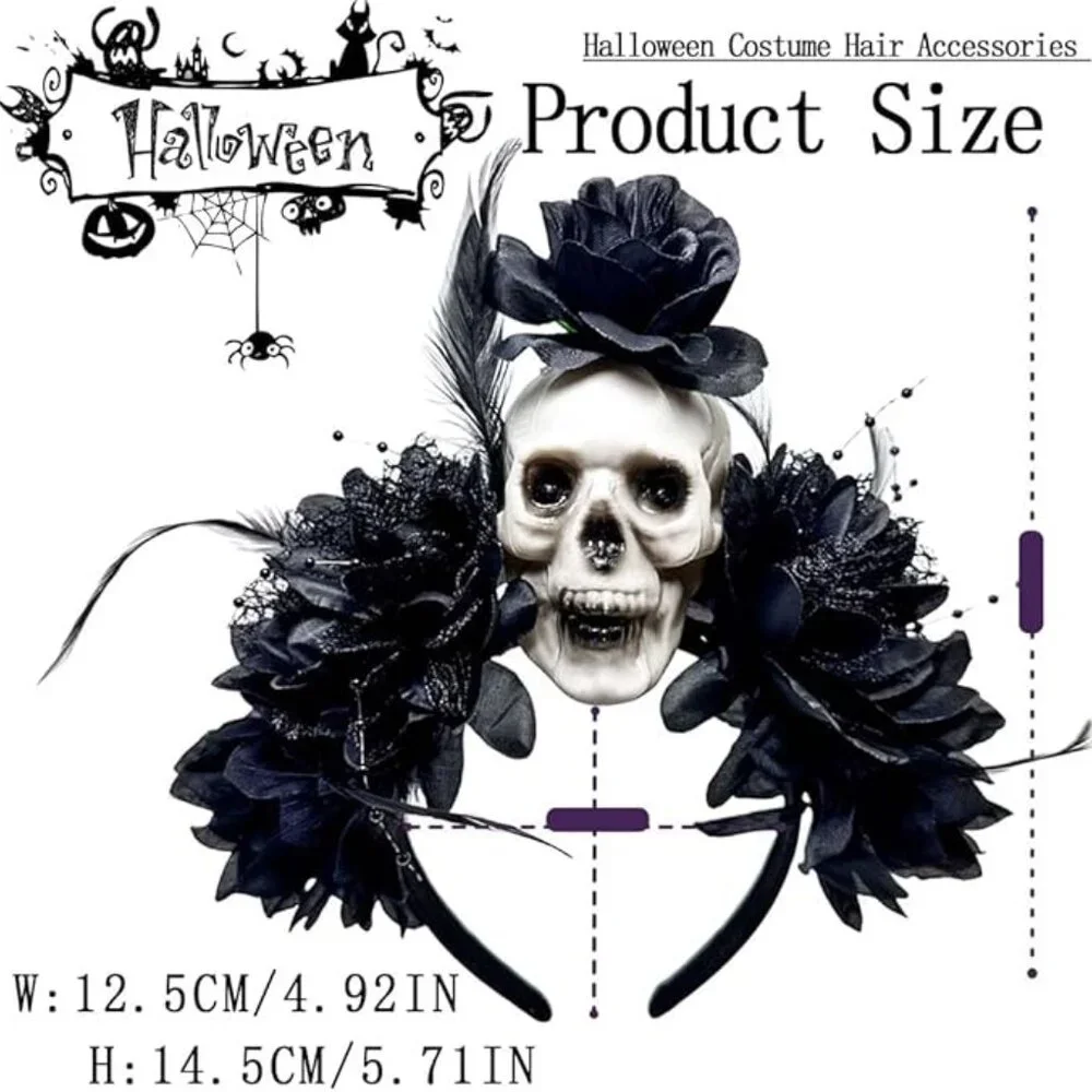 Halloween Skull Headband Flower